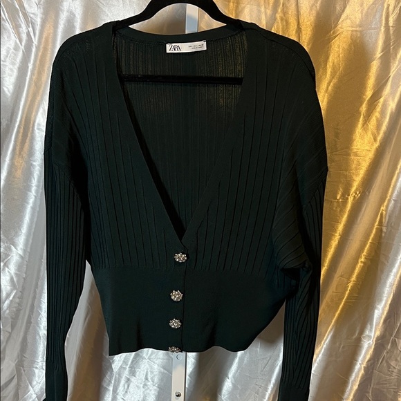 Zara Women's Black Cardigan with Button Accents - Picture 1 of 4